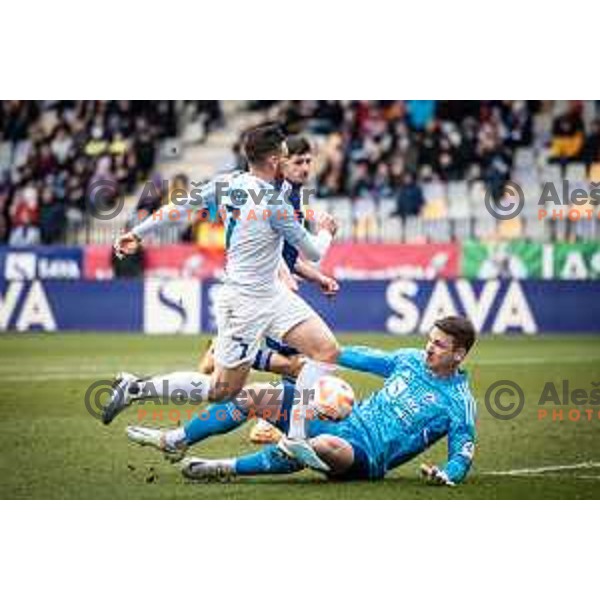 Azbe Jug in action during Prva liga Telemach football match between Maribor and Celje in Ljudski vrt, Maribor, Slovenia on February 26, 2023. Photo: Jure Banfi
