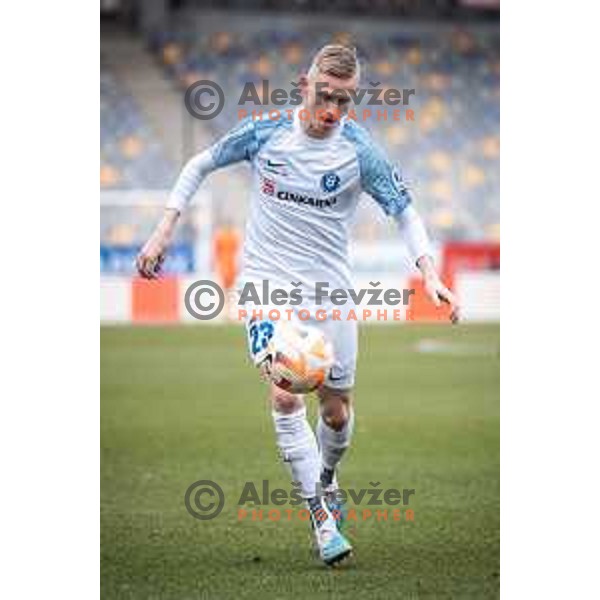 Zan Karnicnik in action during Prva liga Telemach football match between Maribor and Celje in Ljudski vrt, Maribor, Slovenia on February 26, 2023. Photo: Jure Banfi