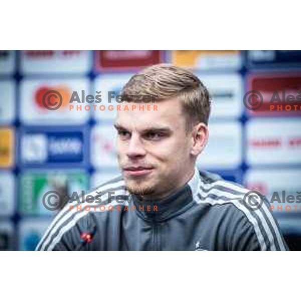 Aljaz Antolin at the press conference during Prva liga Telemach football match between Maribor and Celje in Ljudski vrt, Maribor, Slovenia on February 26, 2023. Photo: Jure Banfi