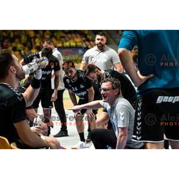 Zoran Jovicic, head coach of Gorenje in action during 1.NLB league handball match between Celje Pivovarna Lasko and Gorenje Velenje in Arena Zlatorog, Celje, Slovenia on February 26, 2023