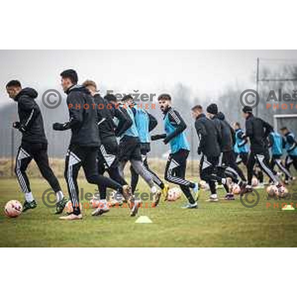 Players of Mura during training in Renkovci, Slovenia on March 1, 2023. Photo: Jure Banfi