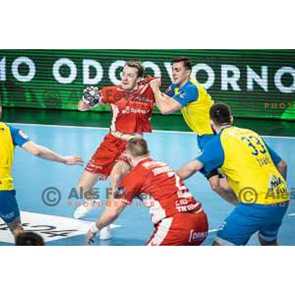 in action during EHF Champions League handball match between Celje PL and Aalborg in Dvorana Zlatorog, Celje, Slovenia on March 1, 2023. Photo: Jure Banfi