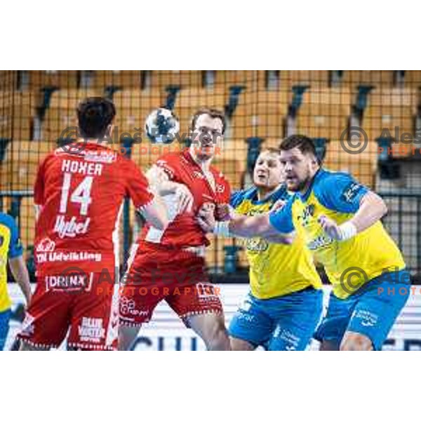 in action during EHF Champions League handball match between Celje PL and Aalborg in Dvorana Zlatorog, Celje, Slovenia on March 1, 2023. Photo: Jure Banfi