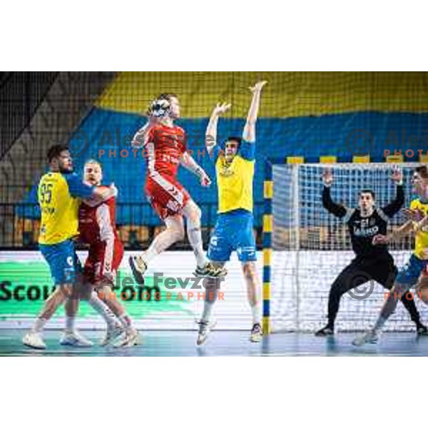 in action during EHF Champions League handball match between Celje PL and Aalborg in Dvorana Zlatorog, Celje, Slovenia on March 1, 2023. Photo: Jure Banfi