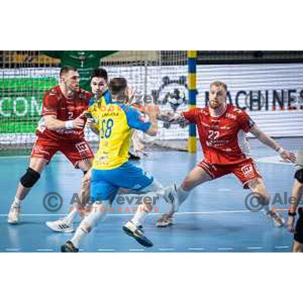 in action during EHF Champions League handball match between Celje PL and Aalborg in Dvorana Zlatorog, Celje, Slovenia on March 1, 2023. Photo: Jure Banfi