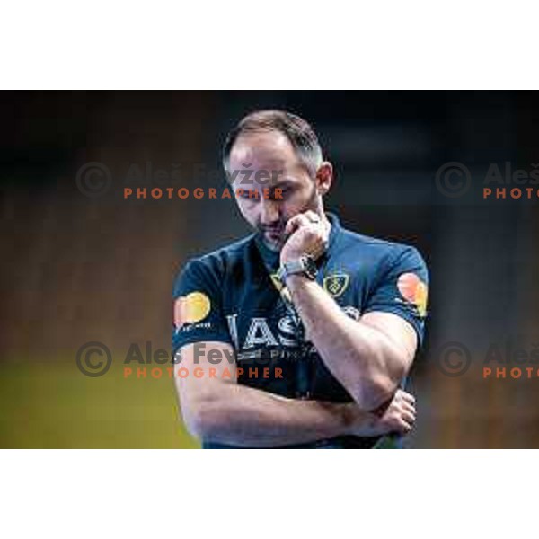 Alem Toskic, head coach of RK Celje during EHF Champions League handball match between Celje PL and Aalborg in Dvorana Zlatorog, Celje, Slovenia on March 1, 2023. Photo: Jure Banfi