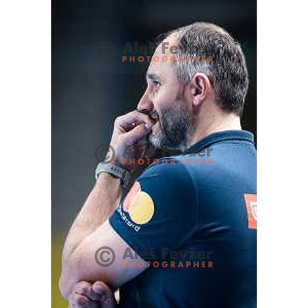 Alem Toskic, head coach of RK Celje during EHF Champions League handball match between Celje PL and Aalborg in Dvorana Zlatorog, Celje, Slovenia on March 1, 2023. Photo: Jure Banfi