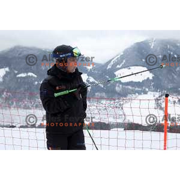 Ales Vidic during inspection of course preparation for 62. Vitranc Cup AUDI FIS World Cup Alpine Skiing in Kranjska Gora, Slovenia on March 2, 2023