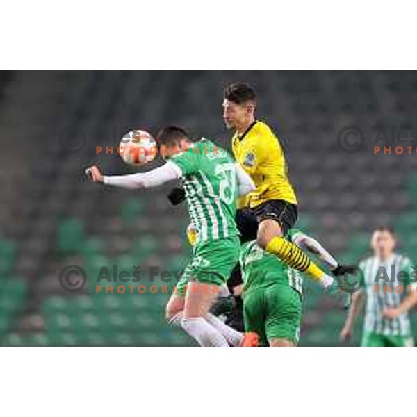 Pascal Estrada in action during Prva Liga Telemach 2022-2023 football match between Olimpija and Kalcer Radomlje in SRC Stozice, Ljubljana, Slovenia on March 4, 2023