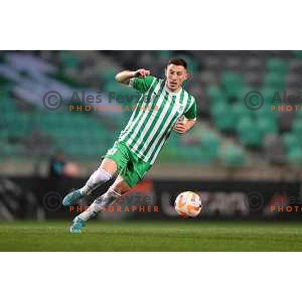 Mario Kvesic in action during Prva Liga Telemach 2022-2023 football match between Olimpija and Kalcer Radomlje in SRC Stozice, Ljubljana, Slovenia on March 4, 2023