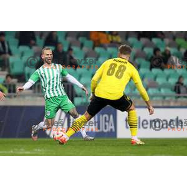 Aljaz Krefl in action during Prva Liga Telemach 2022-2023 football match between Olimpija and Kalcer Radomlje in SRC Stozice, Ljubljana, Slovenia on March 4, 2023