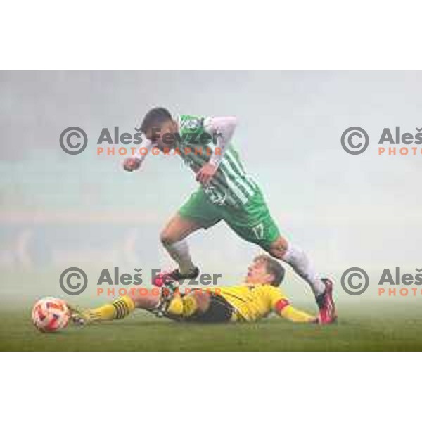 Admir Bristric in action during Prva Liga Telemach 2022-2023 football match between Olimpija and Kalcer Radomlje in SRC Stozice, Ljubljana, Slovenia on March 4, 2023