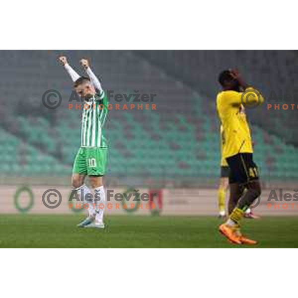 Timi Max Elsnik in action during Prva Liga Telemach 2022-2023 football match between Olimpija and Kalcer Radomlje in SRC Stozice, Ljubljana, Slovenia on March 4, 2023