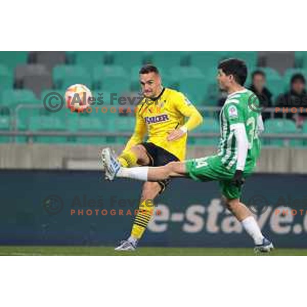 Agustin Doffo in action during Prva Liga Telemach 2022-2023 football match between Olimpija and Kalcer Radomlje in SRC Stozice, Ljubljana, Slovenia on March 4, 2023