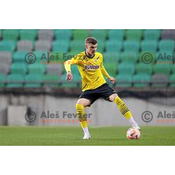 Anel Zulic in action during Prva Liga Telemach 2022-2023 football match between Olimpija and Kalcer Radomlje in SRC Stozice, Ljubljana, Slovenia on March 4, 2023