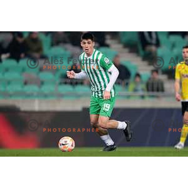 Svit Seslar in action during Prva Liga Telemach 2022-2023 football match between Olimpija and Kalcer Radomlje in SRC Stozice, Ljubljana, Slovenia on March 4, 2023