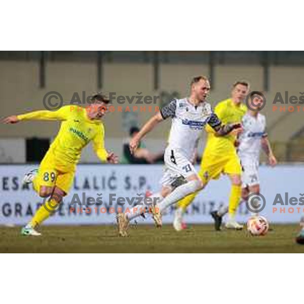 Zan Benedicic in action during Prva Liga Telemach 2022-2023 football match between Domzale and Koper in Domzale, Slovenia on March 4, 2023