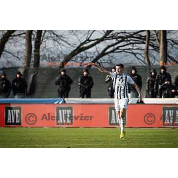 Mirlind Daku celebrates goal during Prva liga Telemach football match between Mura and Maribor in Fazanerija, Murska Sobota, Slovenia on March 5, 2023. Photo: Jure Banfi