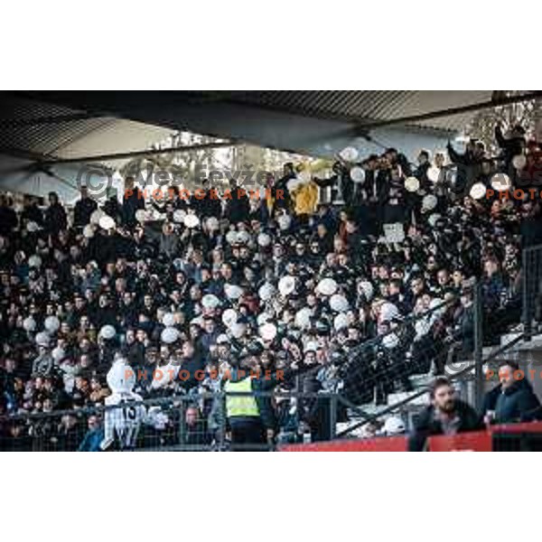 Fans of Mura during Prva liga Telemach football match between Mura and Maribor in Fazanerija, Murska Sobota, Slovenia on March 5, 2023. Photo: Jure Banfi