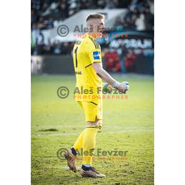 Klemen Mihelak celebrating during Prva liga Telemach football match between Mura and Maribor in Fazanerija, Murska Sobota, Slovenia on March 5, 2023. Photo: Jure Banfi
