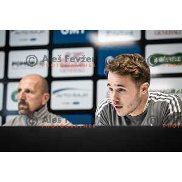 Jan Repas at the press conference during Prva liga Telemach football match between Mura and Maribor in Fazanerija, Murska Sobota, Slovenia on March 5, 2023. Photo: Jure Banfi