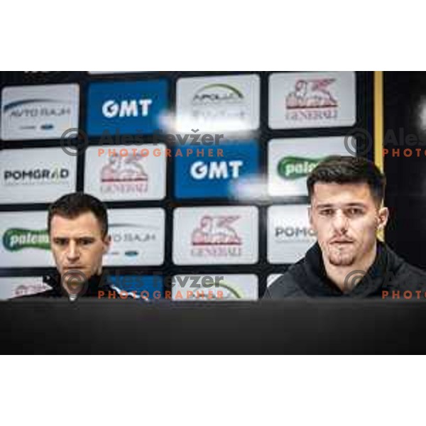 Mirlind Daku at the press conference during Prva liga Telemach football match between Mura and Maribor in Fazanerija, Murska Sobota, Slovenia on March 5, 2023. Photo: Jure Banfi