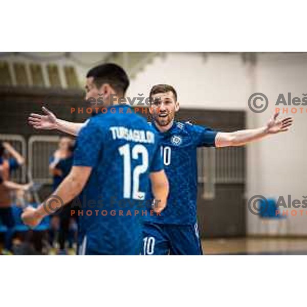 Chingiz Yesenamanov celebrating during Futsal World Cup 2024 qualification match between Slovenia and Kazakhstan in Dvorana Tabor, Maribor, Slovenia on March 8, 2023. Photo: Jure Banfi