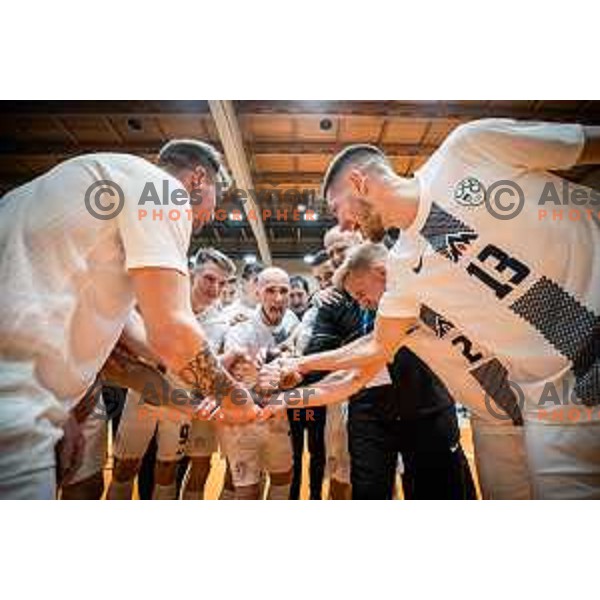 Igor Osredkar, Ziga Ceh and other players of Slovenia celebrating during Futsal World Cup 2024 qualification match between Slovenia and Kazakhstan in Dvorana Tabor, Maribor, Slovenia on March 8, 2023. Photo: Jure Banfi