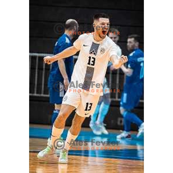 Ziga Ceh celebrating during Futsal World Cup 2024 qualification match between Slovenia and Kazakhstan in Dvorana Tabor, Maribor, Slovenia on March 8, 2023. Photo: Jure Banfi