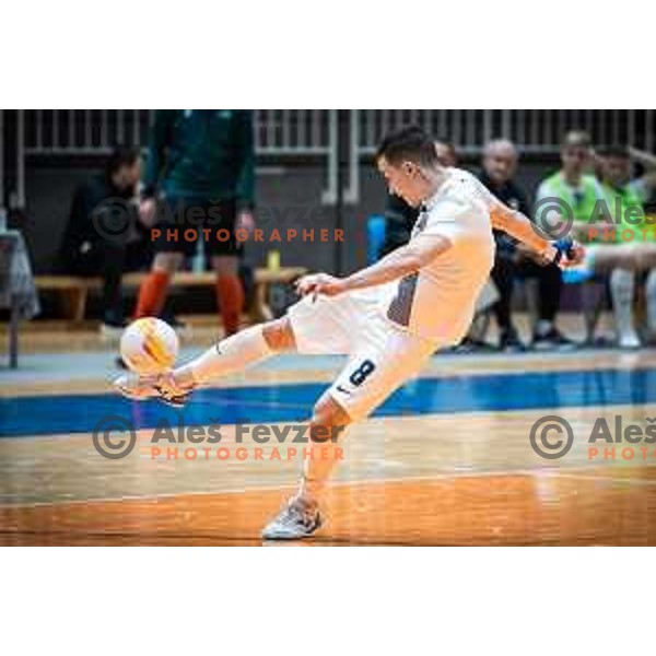 Nejc Hozjan in action during Futsal World Cup 2024 qualification match between Slovenia and Kazakhstan in Dvorana Tabor, Maribor, Slovenia on March 8, 2023. Photo: Jure Banfi