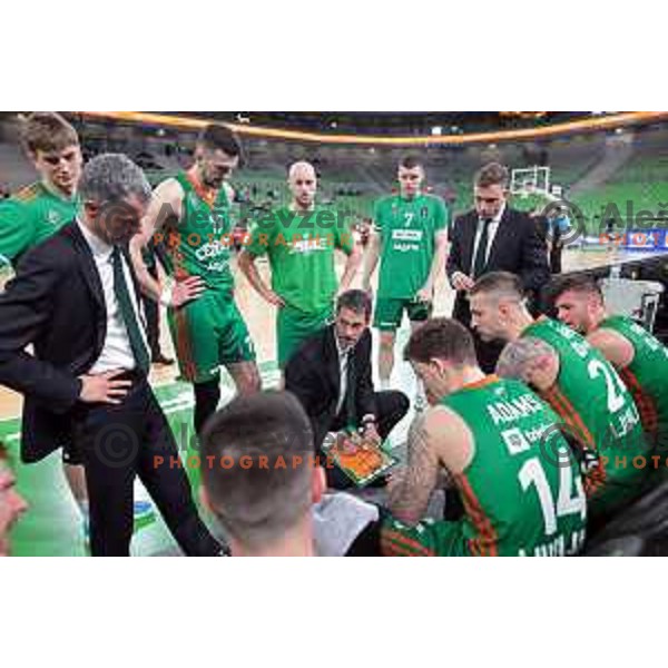 Karlo Matkovic, Mirko Mulalic, Jurica Golemac, Josh Adams, Alen Omic and Edo Muric during 7days EuroCup 2022-2023 regular season match between Cedevita Olimpija (SLO) and 7Bet Lietkabelis (LIT) in Stozice Arena, Ljubljana, Slovenia on March 8, 2023