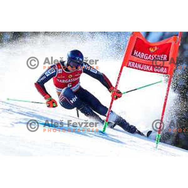 Henrik Kristoffersen (NOR) skies in first run of AUDI FIS Ski World Cup Giant Slalom for 62.Vitranc Cup, Kranjska Gora, Slovenia on March 11, 2023