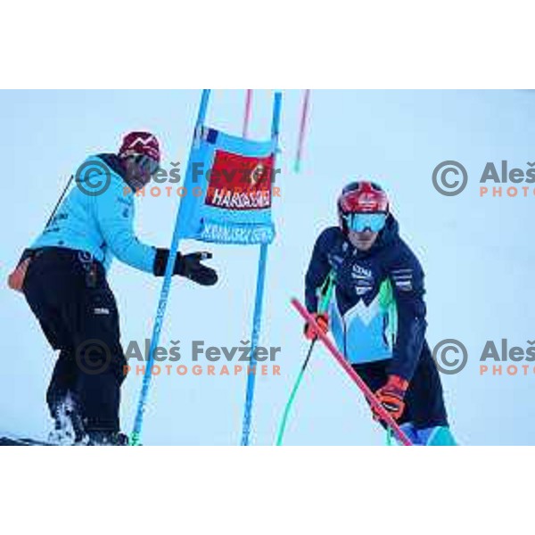 Stefan Hadalin (SLO) during course inspection of AUDI FIS Ski World Cup Giant Slalom for 62.Vitranc Cup, Kranjska Gora, Slovenia on March 11, 2023