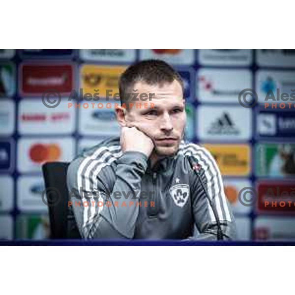 Martin Milec at the press conference during Prva liga Telekom football match between Maribor and Tabor in Ljudski vrt, Maribor, Slovenia on March 11, 2023. Photo: Jure Banfi