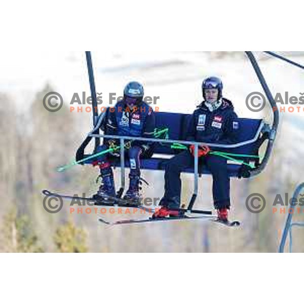 During course inspection of AUDI FIS Ski World Cup Giant Slalom for 62.Vitranc Cup, Kranjska Gora, Slovenia on March 12, 2023