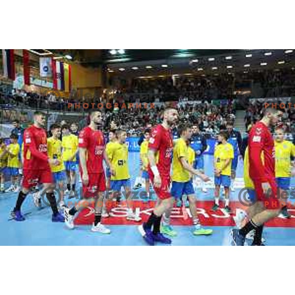 In action during Men\'s Euro 2024 Qualifiers handball match between Slovenia and Montenegro in Koper, Slovenia on March 12, 2023