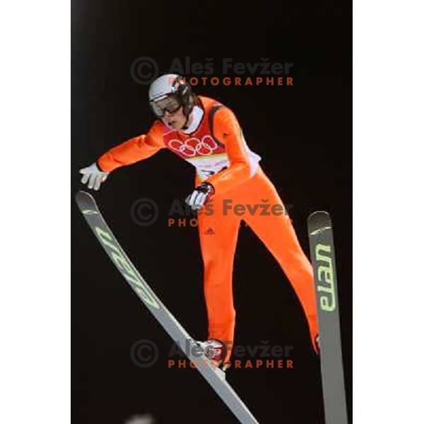 Rok Benkovic of Slovenia at 90 m individual ski jumping event in Pragelato at Torino 2006 Winter Olympic games, Italy on February 12, 2006