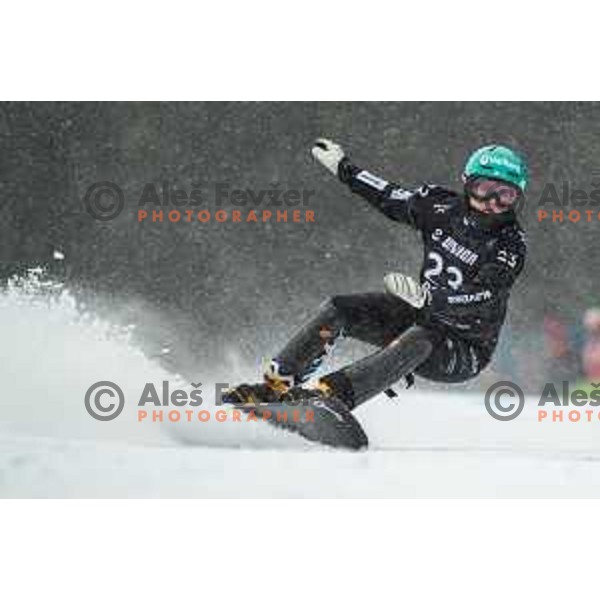 Gloria Kotnik competes at FIS Snowboard World Cup Parallel Giant Slalom at Rogla Ski resort, Slovenia on March 15, 2023