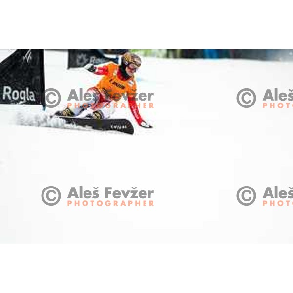 at FIS Snowboard World Cup Parallel Giant Slalom at Rogla Ski resort, Slovenia on March 15, 2023