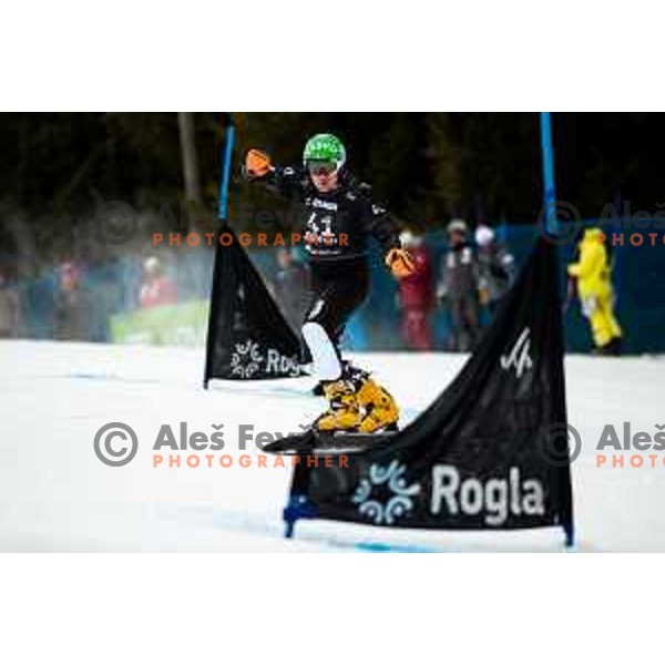 Rok Marguc competes at FIS Snowboard World Cup Parallel Giant Slalom at Rogla Ski resort, Slovenia on March 15, 2023