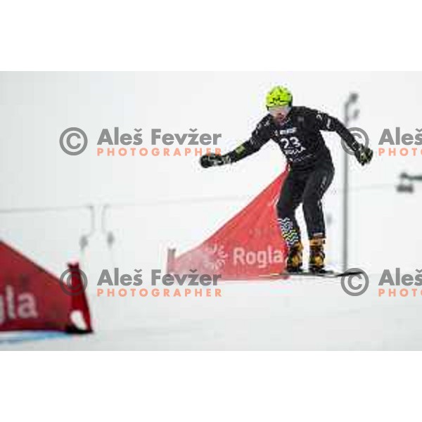 Tim Mastnak competes at FIS Snowboard World Cup Parallel Giant Slalom at Rogla Ski resort, Slovenia on March 15, 2023