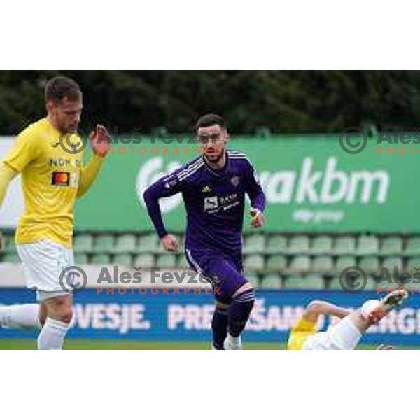 Arnel Jakupovic celebrates goal during Prva Liga Telemach 2022-2023 football match between Bravo and Maribor in Ljubljana, Slovenia on March 15, 2023