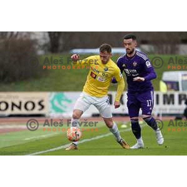 Arnel Jakupovic in action during Prva Liga Telemach 2022-2023 football match between Bravo and Maribor in Ljubljana, Slovenia on March 15, 2023