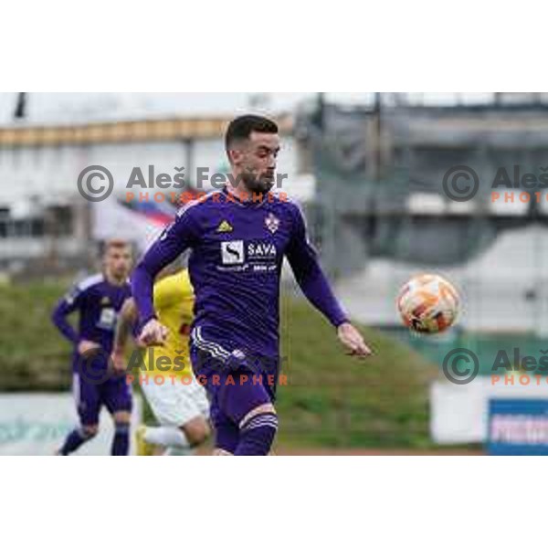 Arnel Jakupovic in action during Prva Liga Telemach 2022-2023 football match between Bravo and Maribor in Ljubljana, Slovenia on March 15, 2023