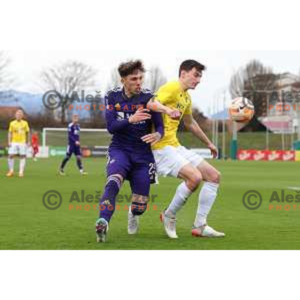 in action during Prva Liga Telemach 2022-2023 football match between Bravo and Maribor in Ljubljana, Slovenia on March 15, 2023