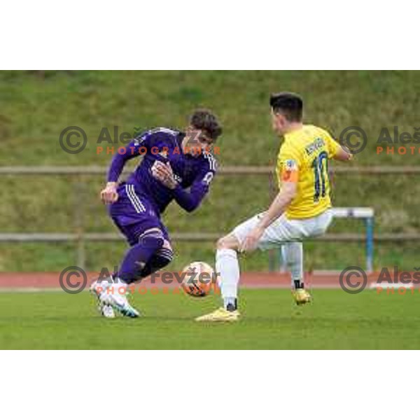 in action during Prva Liga Telemach 2022-2023 football match between Bravo and Maribor in Ljubljana, Slovenia on March 15, 2023