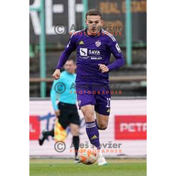 in action during Prva Liga Telemach 2022-2023 football match between Bravo and Maribor in Ljubljana, Slovenia on March 15, 2023