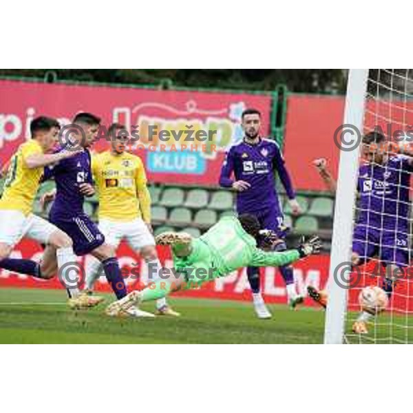 in action during Prva Liga Telemach 2022-2023 football match between Bravo and Maribor in Ljubljana, Slovenia on March 15, 2023