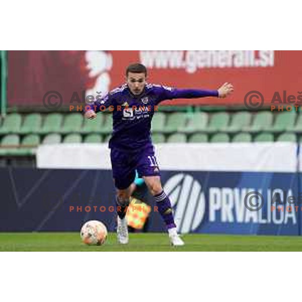 in action during Prva Liga Telemach 2022-2023 football match between Bravo and Maribor in Ljubljana, Slovenia on March 15, 2023