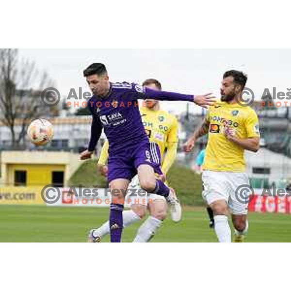 in action during Prva Liga Telemach 2022-2023 football match between Bravo and Maribor in Ljubljana, Slovenia on March 15, 2023